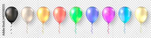 Colorful balloon set. Festive 3d helium balloons template. Festival romantic decorations.