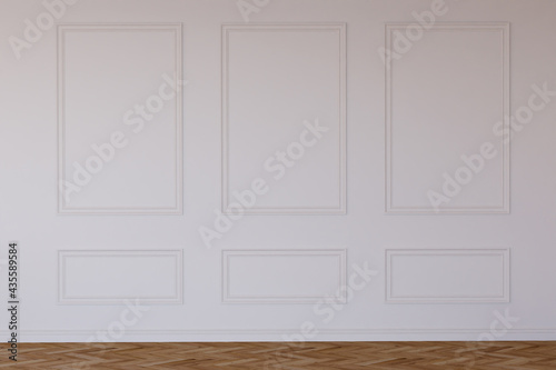 Classic empty interior wall with mouldings. Digital illustration. 3d rendering