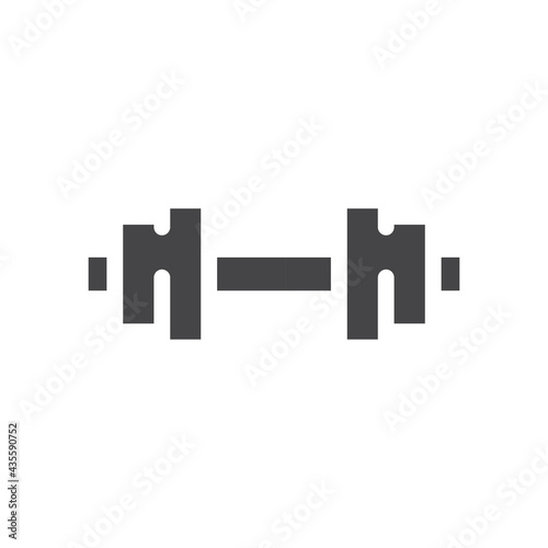 Dumbbell weight black vector icon. Glyph symbol.