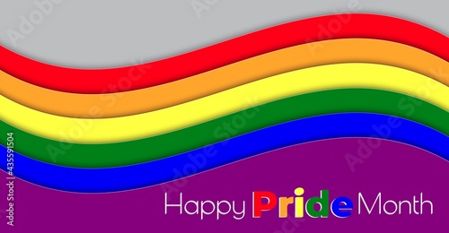 Pride month vector illustration card concept with text