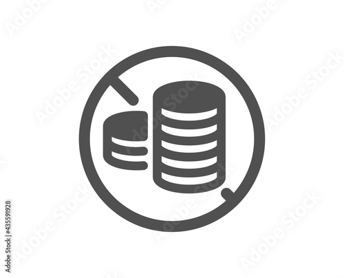 No cash simple icon. Tax free sign. Coins money symbol. Classic flat style. Quality design element. Simple no cash icon. Vector