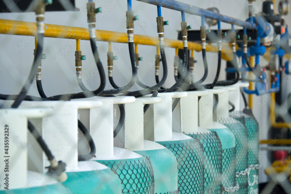 Fototapeta premium LPG gas pipe system with protection fence