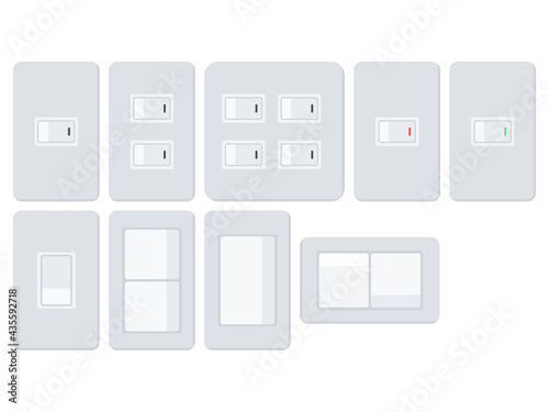 Simple White Electric Switch Vector Icon Set