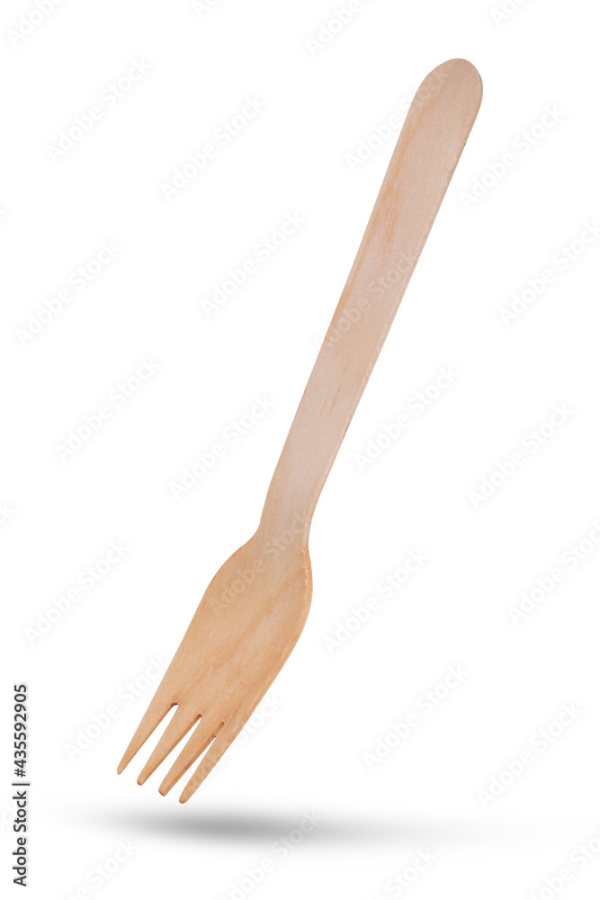 Salad's Wooden fork cutlery isolated on white background Salad's Wooden fork cutlery isolated on white background