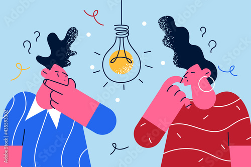 Having doubts and creative ideas concept