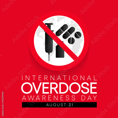 International Overdose (OD) awareness day is observed every year on August 8, it is the ingestion or application of a drug or other substance in quantities greater than are recommended. vector art.