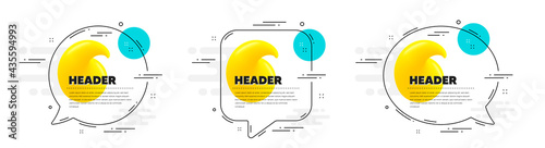 Quote mark speech bubble banners. Quotation dialog message icon. Line balloon sticker with text. Set of isolated speech bubbles. Yellow 3d quote mark. Quotation chat message. Vector offer bubbles