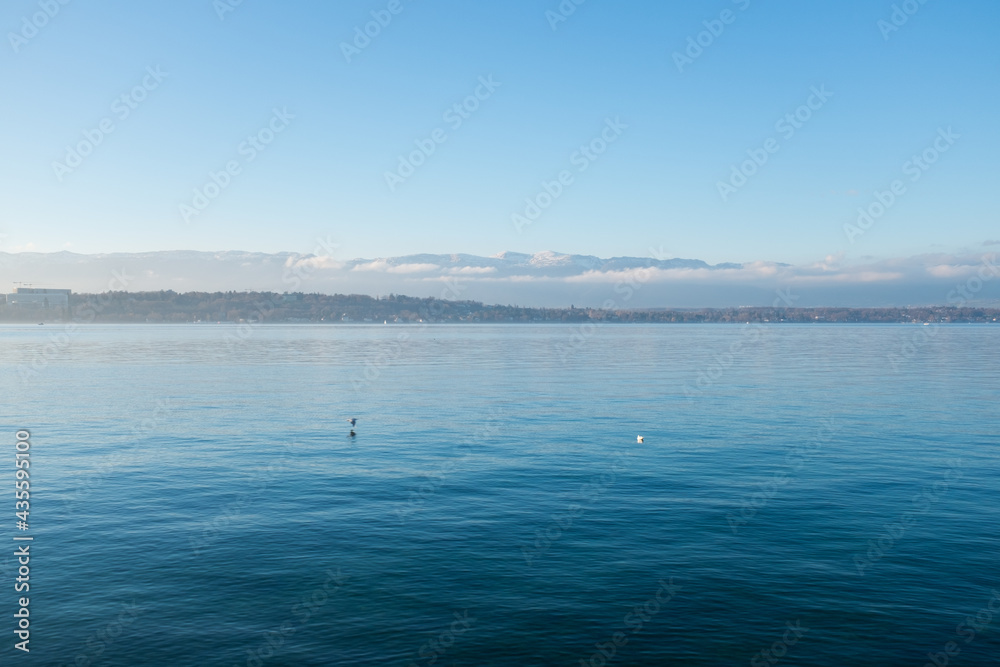 Lake Geneva with Jura mountains in the background