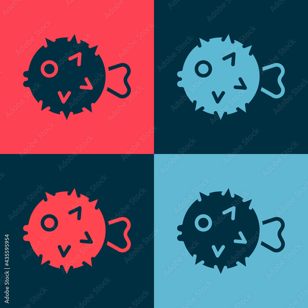 Pop art Fish hedgehog icon isolated on color background. Vector Pop art Fish hedgehog icon isolated on color background. Vector