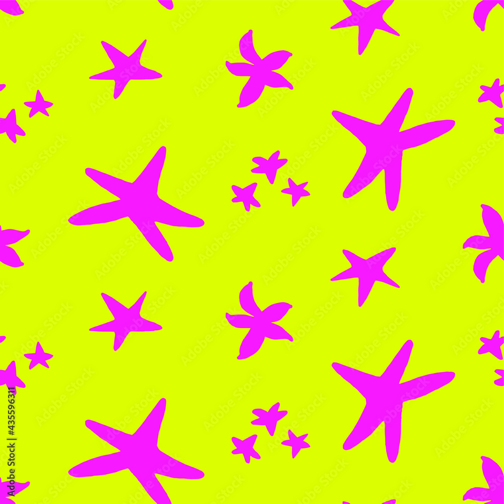Obraz premium Abstract Hand Drawing Sea Stars Seamless Vector Pattern Isolated Background