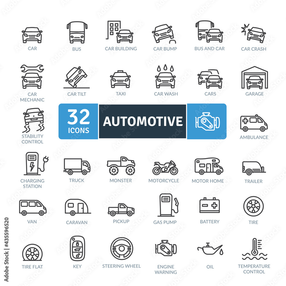 Automotive Icons Pack. Thin line icons set. Flat icon collection set. Simple vector icons Automotive Icons Pack. Thin line icons set. Flat icon collection set. Simple vector icons