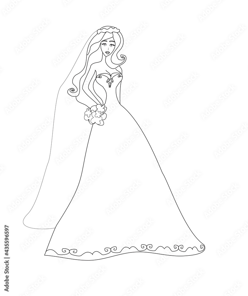 Beautiful bride - doodle isolated illustration Beautiful bride - doodle isolated illustration