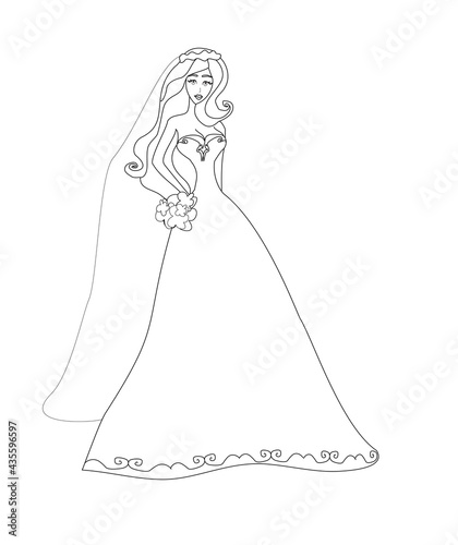 Beautiful bride - doodle isolated illustration