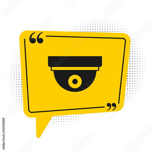 Black Motion sensor icon isolated on white background. Yellow speech bubble symbol. Vector