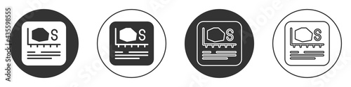 Black Area measurement icon isolated on white background. Circle button. Vector