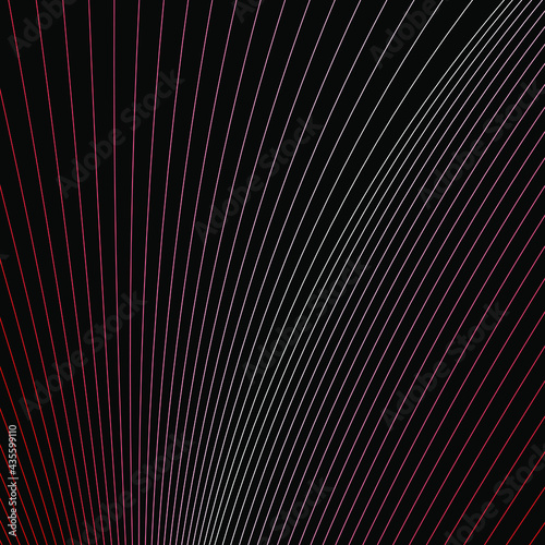 colored linear pattern of light stripes and lines on a dark background. graphic design. abstraction. shapes from mesh, waves, geometry. transparent. play of color. gradient. web