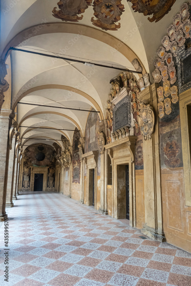 The famous beautiful arcades of Bologna