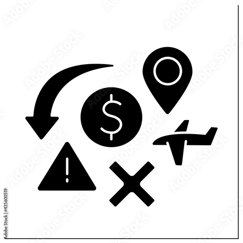 Crisis glyph icon. Humanitarian catastrophe, economical crushes. Too many migrants. Migration concept. Filled flat sign. Isolated silhouette vector illustration