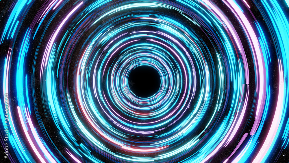 Abstract neon background. Glowing spiral with starfield - obrazy, fototapety, plakaty 
