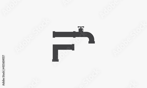 faucet or tap F letter logo concept isolated on white background.