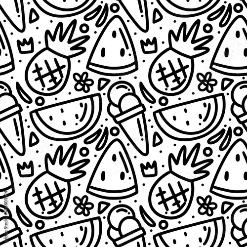 doodle set of summer holiday hand drawing