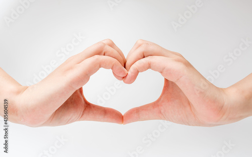 Close up of gestures on a white background