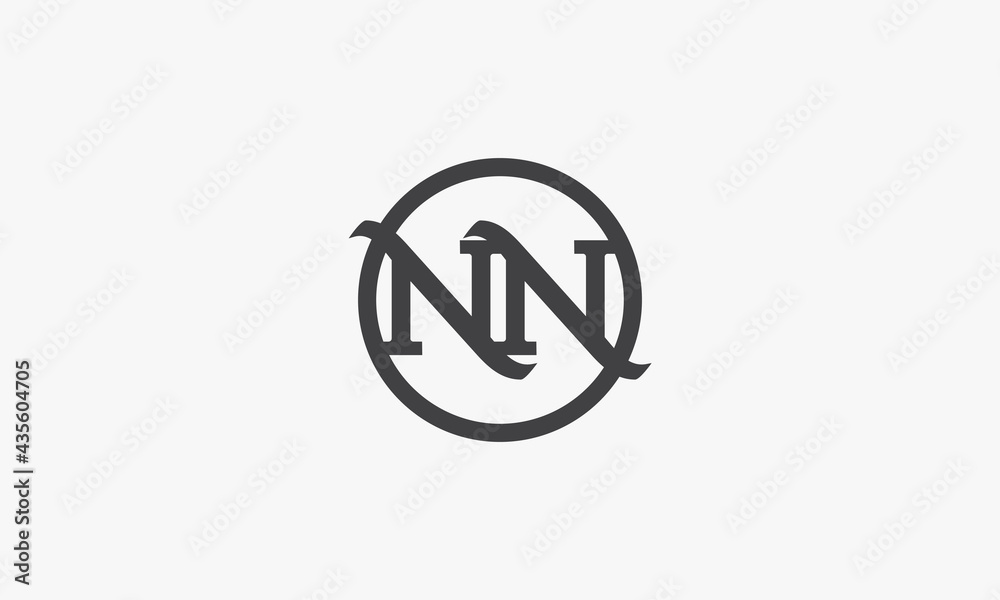 NN letter logo circle concept isolated on white background. NN letter logo circle concept isolated on white background.