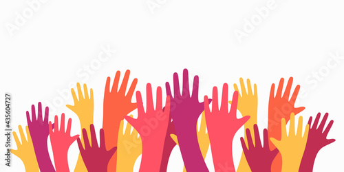 Colorful up hands. Charity teamwork concept illustration