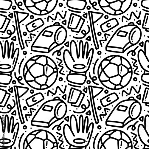 doodle set of soccer hand drawing