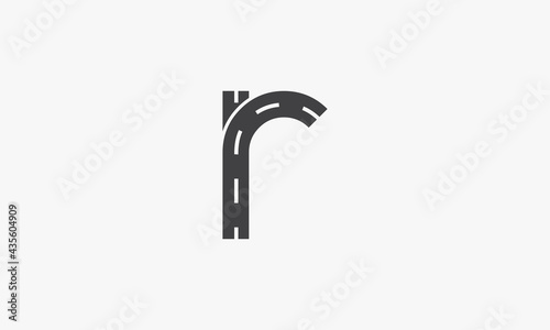 road letter R logo concept isolated on white background.