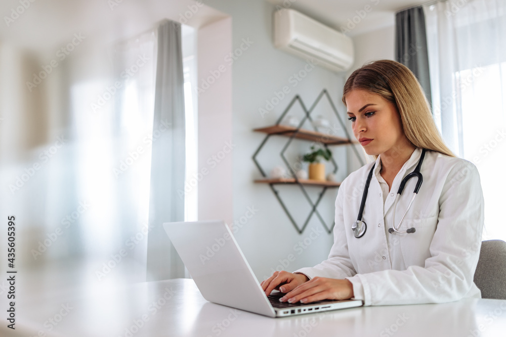 Female doctor having stethoscope around her neck. Female doctor having stethoscope around her neck.