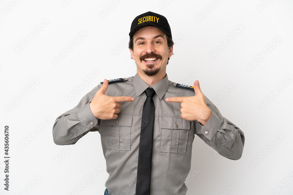 Young caucasian security man isolated on white background with surprise facial expression Young caucasian security man isolated on white background with surprise facial expression