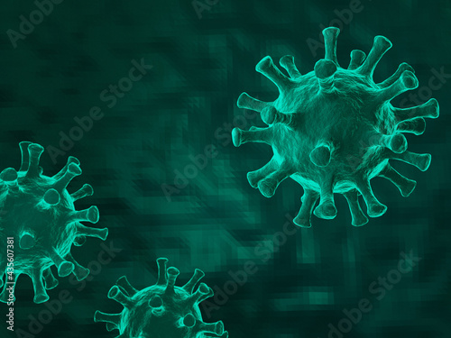 virus 3d render,cells,covid-19, coronavirus outbreak, virus floating in a cellular environment , coronaviruses influenza background, viral disease epidemic, 3D rendering of virus