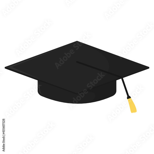 Graduation cap icon in the flat style. Academic hat isolated on the background. For graduates in academy and universities concept. Vector illustration