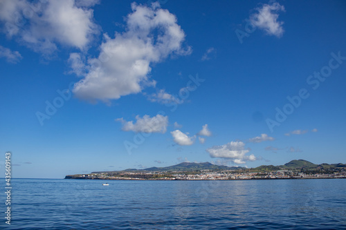 Sao Miguel island seen from ocean, Azores travel destination. © Ayla Harbich