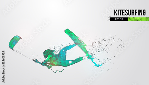 Kiteboarding, hydrofoil. Silhouette of a kitesurfer. Freeride competition. Vector illustration. Thanks for watching