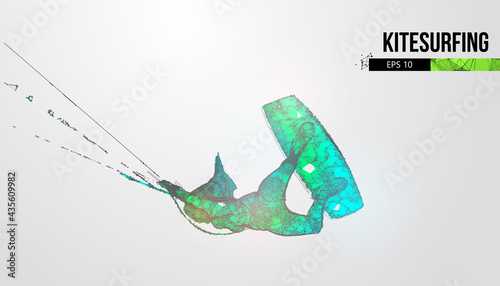 Kiteboarding, hydrofoil. Silhouette of a kitesurfer. Freeride competition. Vector illustration. Thanks for watching
