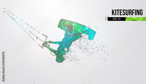 Kiteboarding, hydrofoil. Silhouette of a kitesurfer. Freeride competition. Vector illustration. Thanks for watching