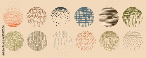 Set of abstract colorful pattern backgrounds. All masked, Hand drawn doodle shapes. Vector illustrations, templates.