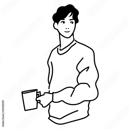 ファッショナブルな若い男性のベクター線画