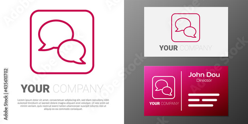 Logotype line Speech bubble chat icon isolated on white background. Message icon. Communication or comment chat symbol. Logo design template element. Vector