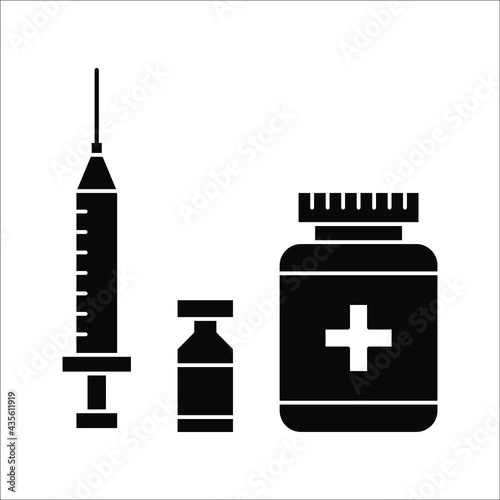 vector medical icon for pandemic vaccine ampoule and syringe. Image of covid-19 vaccine and syringe. Illustration of antiviral vaccine eps 10