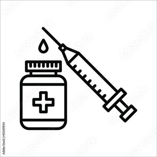 vector medical icon for pandemic vaccine ampoule and syringe. Image of covid-19 vaccine and syringe. Illustration of antiviral vaccine eps 10