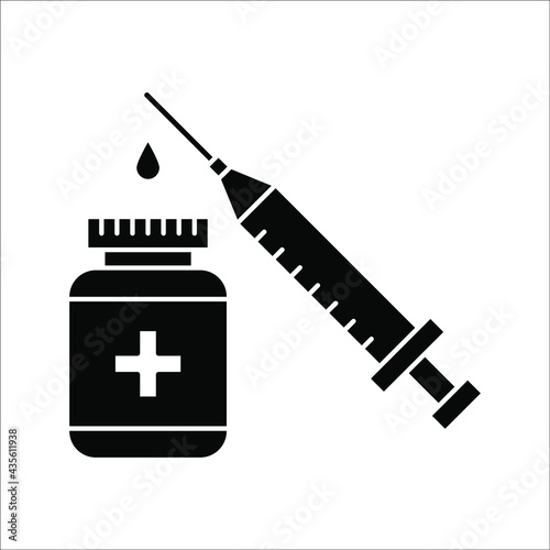 vector medical icon for pandemic vaccine ampoule and syringe. Image of covid-19 vaccine and syringe. Illustration of antiviral vaccine eps 10