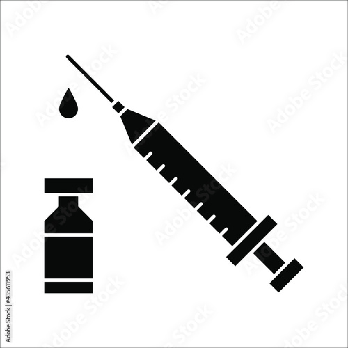 vector medical icon for pandemic vaccine ampoule and syringe. Image of covid-19 vaccine and syringe. Illustration of antiviral vaccine eps 10