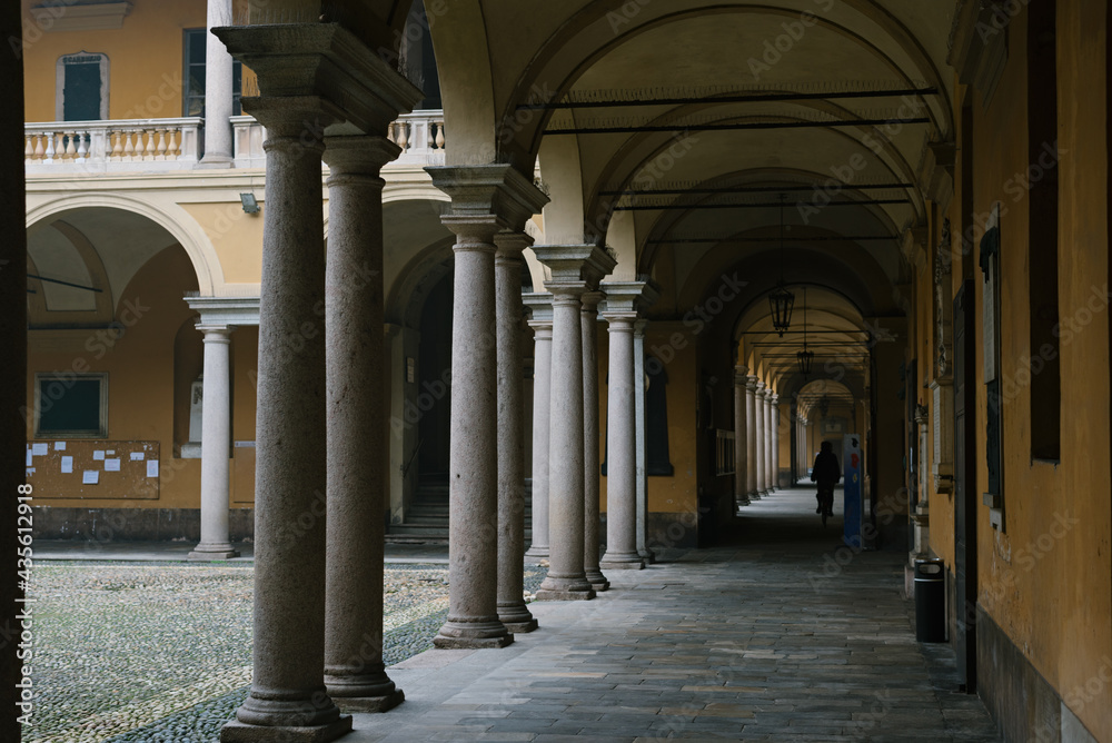 Pavia (Lombardy, Italy) - Internal courtyard of the ancient University in Pavia