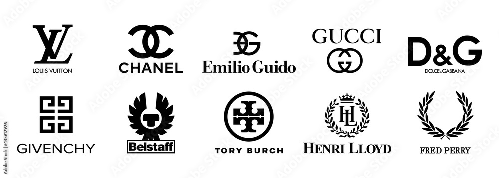 Collection vector logo popular clothing brands: GUCCI, Dolce Gabbana ...