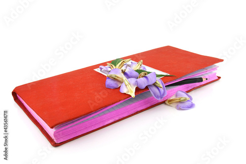 Traditional Red ledger. Halkhata, is the process of formally updating the shop accounts on the first day of Bangle year. photo