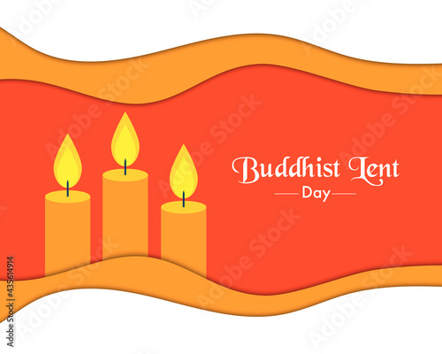 Buddhist Lent Day Papercut Illustration