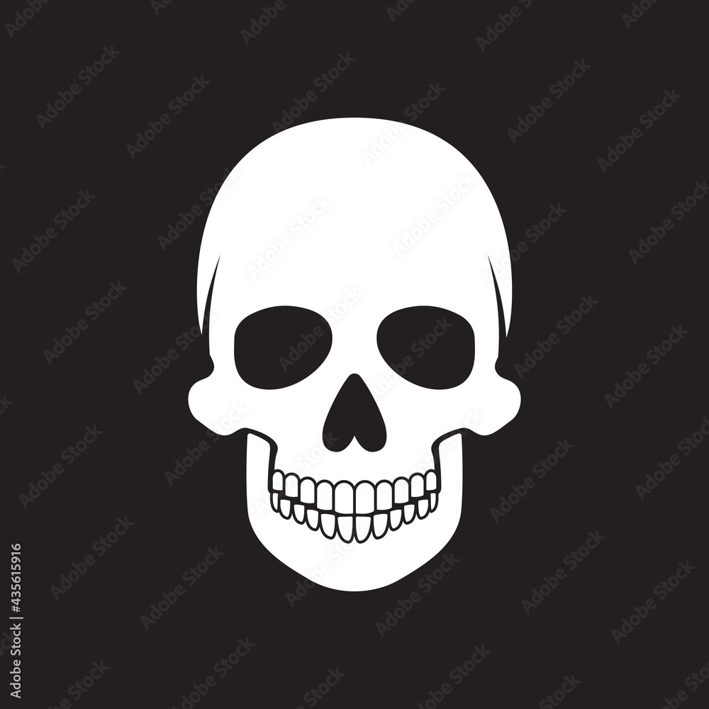 Human skull on a black background. Vector illustration.
